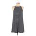 Shein Casual Dress - Mini Crew Neck Sleeveless: Black Stripes Dresses - Women's Size Medium