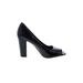 Vince Camuto Heels: Pumps Chunky Heel Cocktail Party Black Print Shoes - Women's Size 38 - Peep Toe