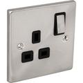 Click Deco Satin DP Switched Socket 1 Gang in Chrome Stainless Steel