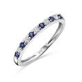 Orovi Jewellery Women 0.12Ct Diamond and Sapphire Half Eternity Ring White Gold with 5 Natural Brilliant Cut Diamonds and 6 Natural Gemstones/Birthstones Round blue Sapphires Wedding Ring 9K(375)Gold