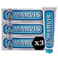 Marvis Zahnpasta Aquatic Mint, 3 × 85 ml, einzigartig aromatische Zahncreme fördert gesundes Zahnfleisch und lang anhaltende Frische, Zahnpasta mit Geschmack nach Wasserminze