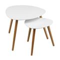 Premier Housewares Nest of Two Triangular Coffee Table for Living Room White Garden Coffee Table High Gloss Small Coffee Table Coffee Tables 48x60x60