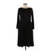 24seven Comfort Apparel Casual Dress - A-Line Crew Neck 3/4 sleeves: Black Print Dresses - Women's Size Medium