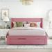 Hokku Designs Corvo Storage Bed Upholstered/Velvet, Wood in Pink | 44.72 H x 65.42 W x 82.02 D in | Wayfair 3B078D7A2BDA4AF0B066EB9FBB922F21