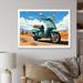 Winston Porter Scooter Retro In Desert Landscape Framed On Canvas Print Metal | 30 H x 40 W x 1.5 D in | Wayfair 13EAC366D1C34C25AC196BE1B613F032