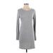 Athleta Casual Dress - Mini Scoop Neck Long sleeves: Gray Marled Dresses - Women's Size 2X-Small
