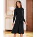 Appleseeds Women's Carefree Knit Button-Trim Dress - Black - PXL - Petite