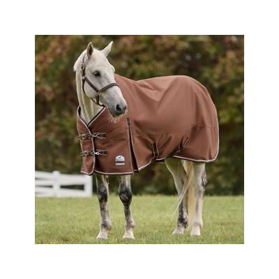 SmartPak Deluxe Turnout Blanket with Earth Friendly Fabric - 84 - Medium (220g) - Cafe/Dark Roast & Blonde Roast/White Piping - Smartpak