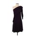 Karen Kane Cocktail Dress - A-Line Open Neckline 3/4 sleeves: Purple Solid Dresses - Women's Size X-Small