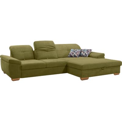 Ecksofa ALINA "Nadira", grün (olive xbo 13), B:297cm H:91cm T:199cm, Struktur fein XBO (90% Polyester, 10% Polyamide), Chenille GCP (100% Polyester), Sofas, wahlweise mit Bettfunktion und Stauraum Image