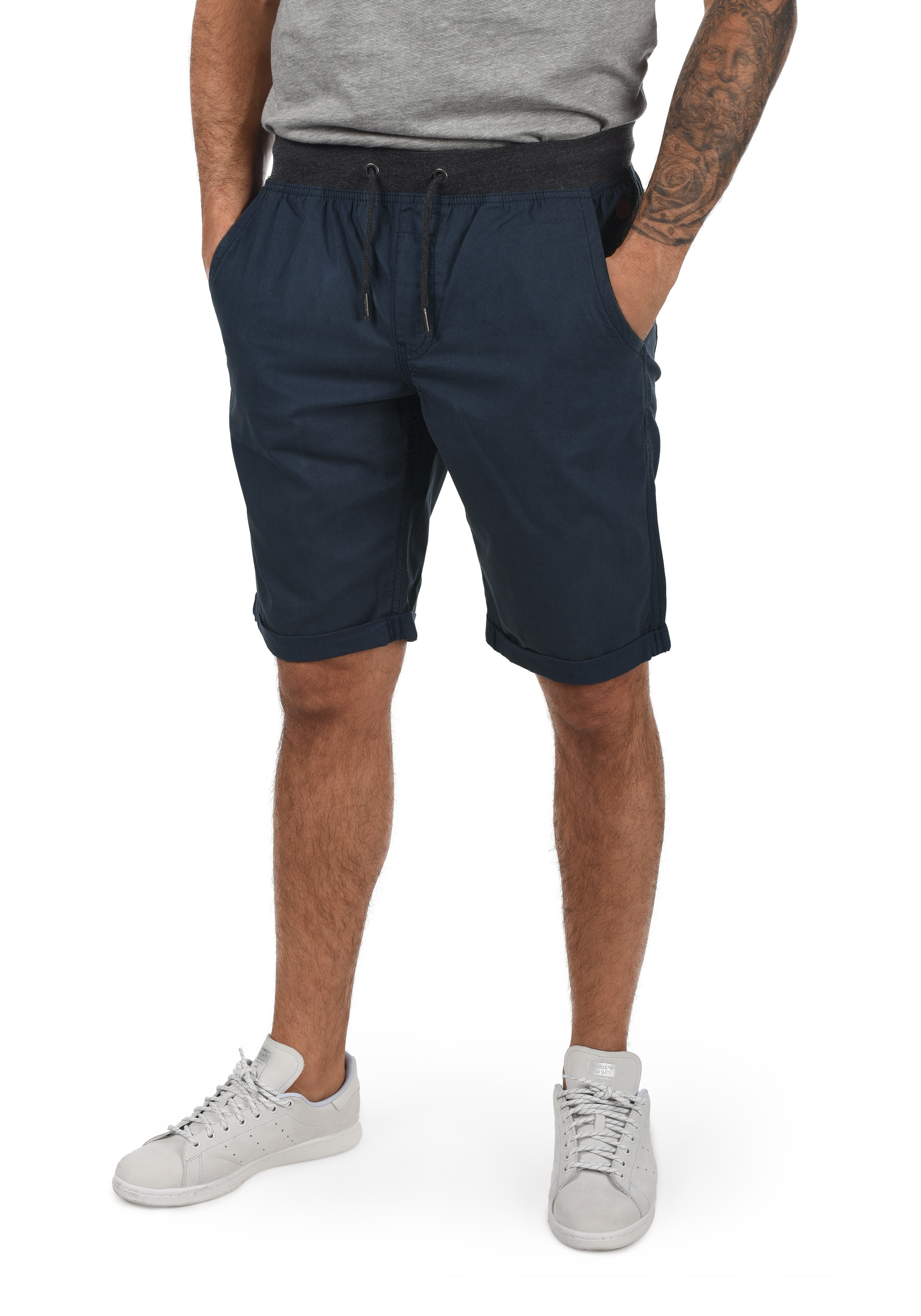 Chinoshorts BLEND "BHClaude", Herren, Gr. XXL, US-Größen, blau (navy), Web, 100% Baumwolle, unifarben, normal kurz, Hosen Chinoshorts, Chino Shorts mit elastischen Bund
