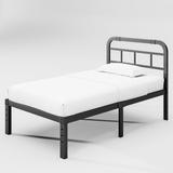 Heavy Duty Black Metal Platform Bed Frame with Headboard