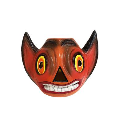 10.5” Schaller Orange Devil Head Paper Mache Halloween Candy Container