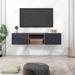 Floating TV Stand, Wall Mounted TV Shelf w/ Storage, 3 Levels Adjustable Shelves, Magnetic Cabinet Door for TVs up to 65 inch