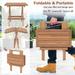 Costway Patio Folding Side Table Indonesia Teak Wood Square Slatted