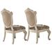 28 Inch Vegan Faux Leather Dining Side Chair, Set of 2, White, Gold - 43 H x 28 W x 23.5 L Inches