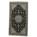 Canvello Hand Made Formal Medallion Silkroad Nain 12 Line Rug - 3'11'' X 6'11'' - Green - 3'11'' X 6'11''