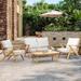 4-Seater Acacia Wood Patio Sectional Sofa Set with Coffee Table - N/A