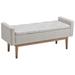 Tufted Fabric Storage Bench with Low Profile Elevated Arms, Light Grey - 18 H x 17.5 W x 50 L Inches