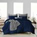 Oversized King Size Egyptian Cotton 1000 Thread Count Duvet Cover Solid Ultra Soft & Breathable 3 Piece Luxury Soft Wrinkle Free Cooling Sheet (1 Duvet Cover with 2 Pillowcases Navy Blue)