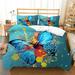 Home Bedding Cover Set Blue Highend 3D Butterfly Painting Duvet Cover Sets Comforter Covers Full (80 x90 )