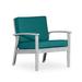Cfowner Mid-Century Modern Leisure Accent Chair with Solid Wood Armrest for Living Room Bedroom Studio Silver Gray Finish Dark Green Cushions