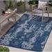 Priyate Florida Modern Abstract Outdoor Area Rugs Crafted with Polypropylene Yarns & Quick Makeover for Your Home| Stain & Water Resistant - 6â€™7â€� x 8â€™10â€� (Navy)