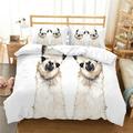 High Quality Bedding Cover Suit with Pillowcase Lovely Alpaca Cartoon Printed Quilt Cover Set Twin (68 x86 )