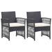 Dcenta Patio Armchairs with Cushions 2 pcs Black Poly Rattan