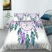 White Duvet Cover Set High Quality White Bedding Cover Set Dream Catcher Printed Home Decor California King(98 x104 )