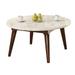Wood Base Coffee Table with Marble Top, Walnut Brown - 36"L x 36"W x 18"H