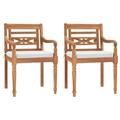 Htovila Batavia Chairs 2 pcs with Cushions Solid Teak Wood