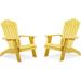 Efurden Adirondack Chair Set of 2 Oversized Poly Lumber Fire Pit Chair with Cup Holder 350Lbs Support Patio Chairs for Garden (Yellow)