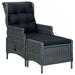 Lixada Reclining Garden Chair with Footstool Poly Rattan Dark Gray