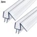 Fule 2-Pack Shower Door Bottom Seal with Internal Grips Sweep Strip Drip Rail - Frameless Glass Shower Door Seal Strip with Adjustable Length -Stop Shower Leaks -Clear Vinyl (3/8 (10 mm) x 19.68 )