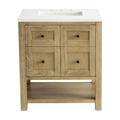 James Martin 330-V30-LNO-3WZ Single Vanity Light Natural Oak w/ White Zeus Top