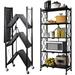 5-Tier Heavy Duty Foldable Metal Rack Storage Shelving Unit with Wheels Moving Easily Organizer Shelves Great for Garage Kitchen Large Capacity Black