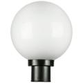 Sunlite 10 Post Mount Globe Light Fixture 1 Medium Base (E26) Socket (60W Max. A19 Bulb Not Included) UV Resistant Materials ETL Listed for Wet Location Use White Globe with Black Base