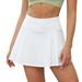 Tiqkatyck Skirts for Women Women s Tennis Skirt Sport Golf Shorts Skirt High Waist Pleated Mini Athletic Running Skirt Long Skirt White