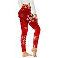 safuny Women s Yoga Legging Skinny Pencil Pants Girls Teen Holiday High Waist Trendy Trousers Casual Comfy Daily Christmas Snow Man Tree Reindeer Wine S