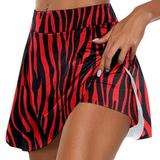 Tiqkatyck Skirts for Women Womens Casual Prints Tennis Golf Skirt Yoga Sport Active Skirt Shorts Skirt Long Skirt Red