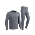 Goory Men Thermal Underwear USB Electric Long Johns Insulated Rechargeable Base Layer Top&Bottom Set Heated Women Soft Fleece Lined Cotton Washable Unisex Gray 2XL