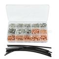 OWSOO 970pcs Copper Terminal Set CopperPipe Terminals Kit with Terminals Box Terminals with Heat-shrinkable Tube CopperPipe Connector Copper Cable Crimp Terminal