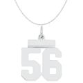 Carat in Karats Sterling Silver Polished Finish Rhodium-Plated Number 56 Charm Pendant (20mm x 8mm) With Sterling Silver Cable Chain Necklace 18