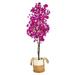 Nearly Natural 6ft. Artificial Bougainvillea Tree with Handmade Jute & Cotton Basket Purple