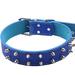 Dog Collars for Medium Dogs Spiked Studded Leather Dog Collar with Leash Rivet PU Leather Dog Collars for Large Dogs Durable Dog Collar for Small Dogs (Blue)