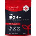 Iron Tablets 14mg with Vitamin C, B12, Folic Acid - 180 Vegan Tablets