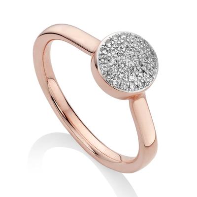 Fiji Diamond Button Ring, Rose Gold Vermeil on Silver