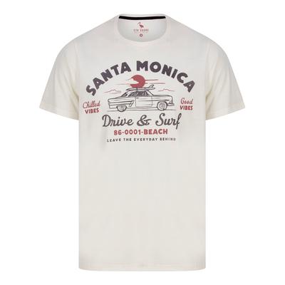 T-Shirts Drive Surf Motif Cotton Jersey T-Shirt in Marshmallow White - South Shore / S - Tokyo Laundry