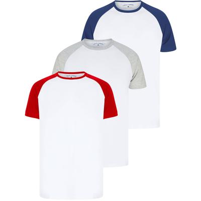 3 Pack T-Shirts Dunswell (3 Pack) Raglan Sleeve Cotton Jersey Basic T-Shirt Set In Red / Blue / Grey Marl / S - Tokyo Laundry